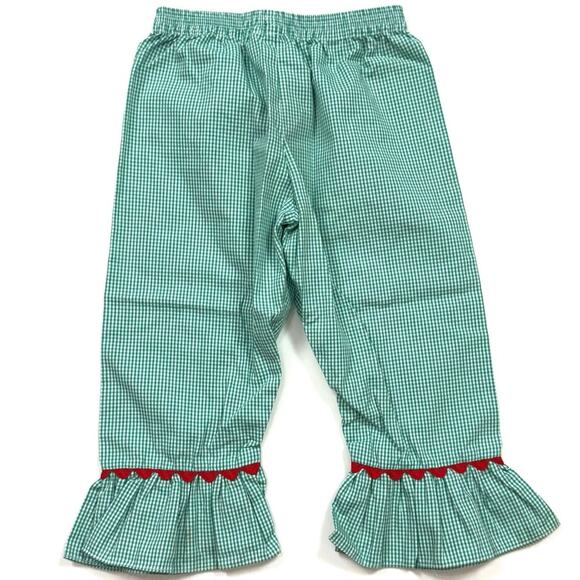 Green Gingham Ruffle Ricrac Pants - Picture 4 of 4